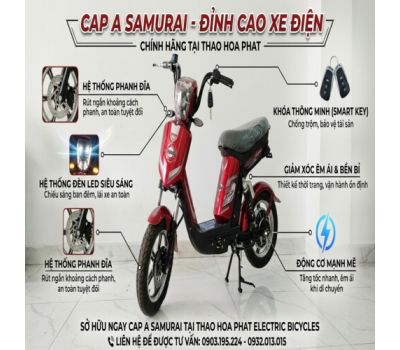 XE ĐẠP ĐIỆN CAP-A PHANH ĐĨA MÀU ĐỎ